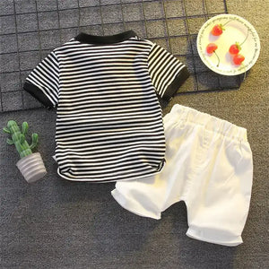 Trendy Striped Polo Shirt and White Shorts Set for Kids 15 - Minitaq baby kids clothes dress