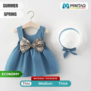 Cute Soft Blue Frock With Hat For Baby Girls 1 - Minitaq baby kids clothes dress