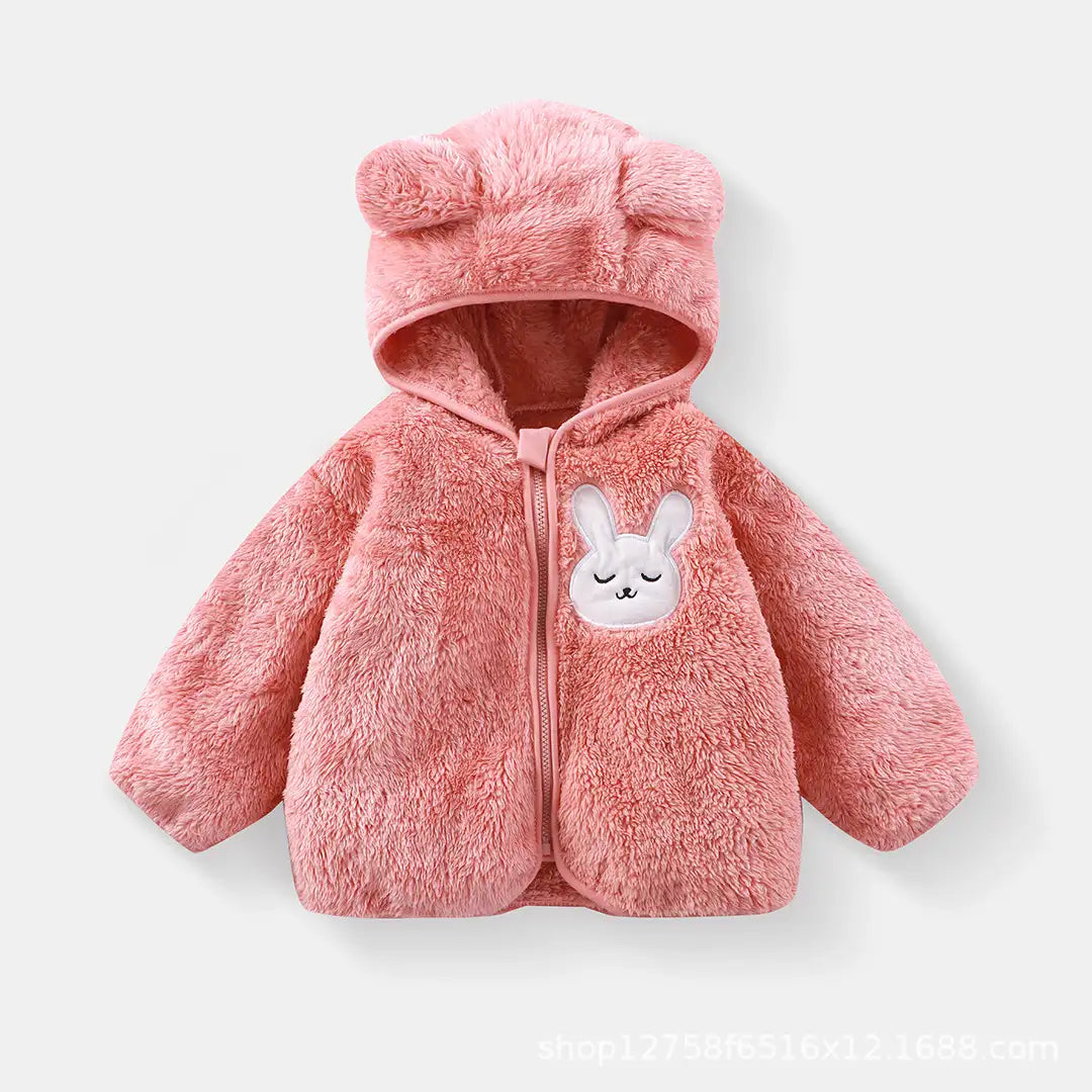 Cozy Fluffy Zip Up Bunny Pink Hoodie Jacket - Minitaq baby kids clothes dress