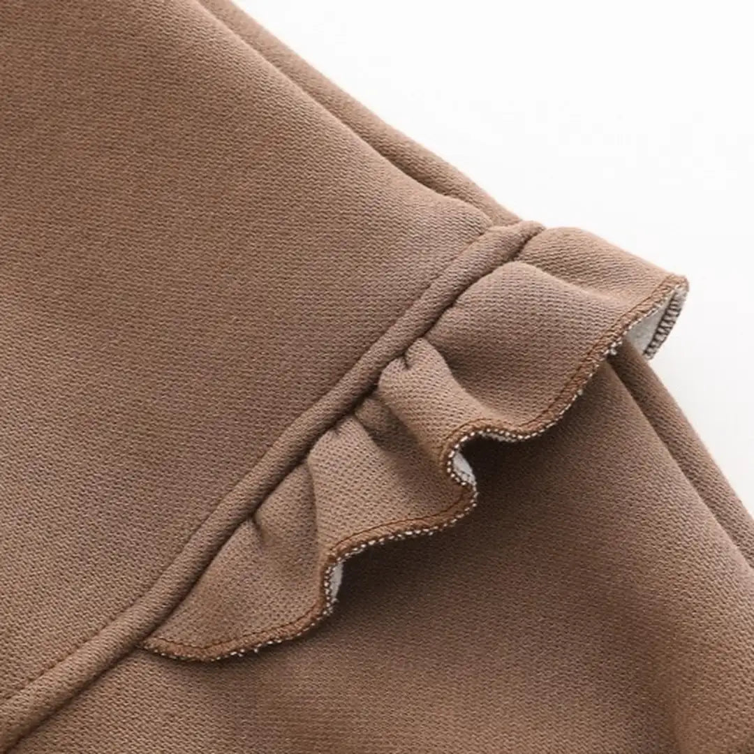 Cream Hooded Jacket with Rabbit Patch N Brown Ruffle Pants Set - Minitaq baby kids clothes dress