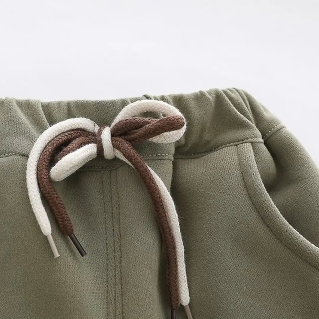 Brown Panda Hooded Jacket N Khaki Drawstring Pants - Minitaq baby kids clothes dress