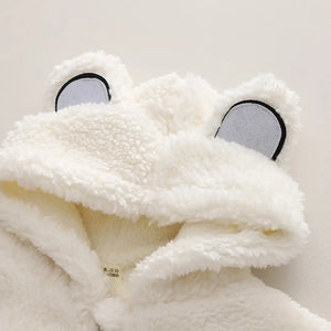 Warm Comfy White Hooded Zipper Jacket With Black Denim Set - Minitaq baby kids clothes dress