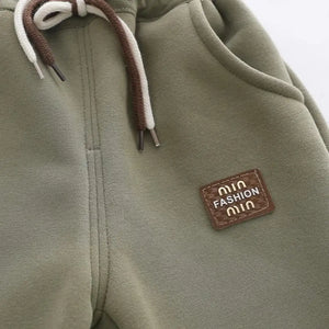 Brown Panda Hooded Jacket N Khaki Drawstring Pants - Minitaq baby kids clothes dress