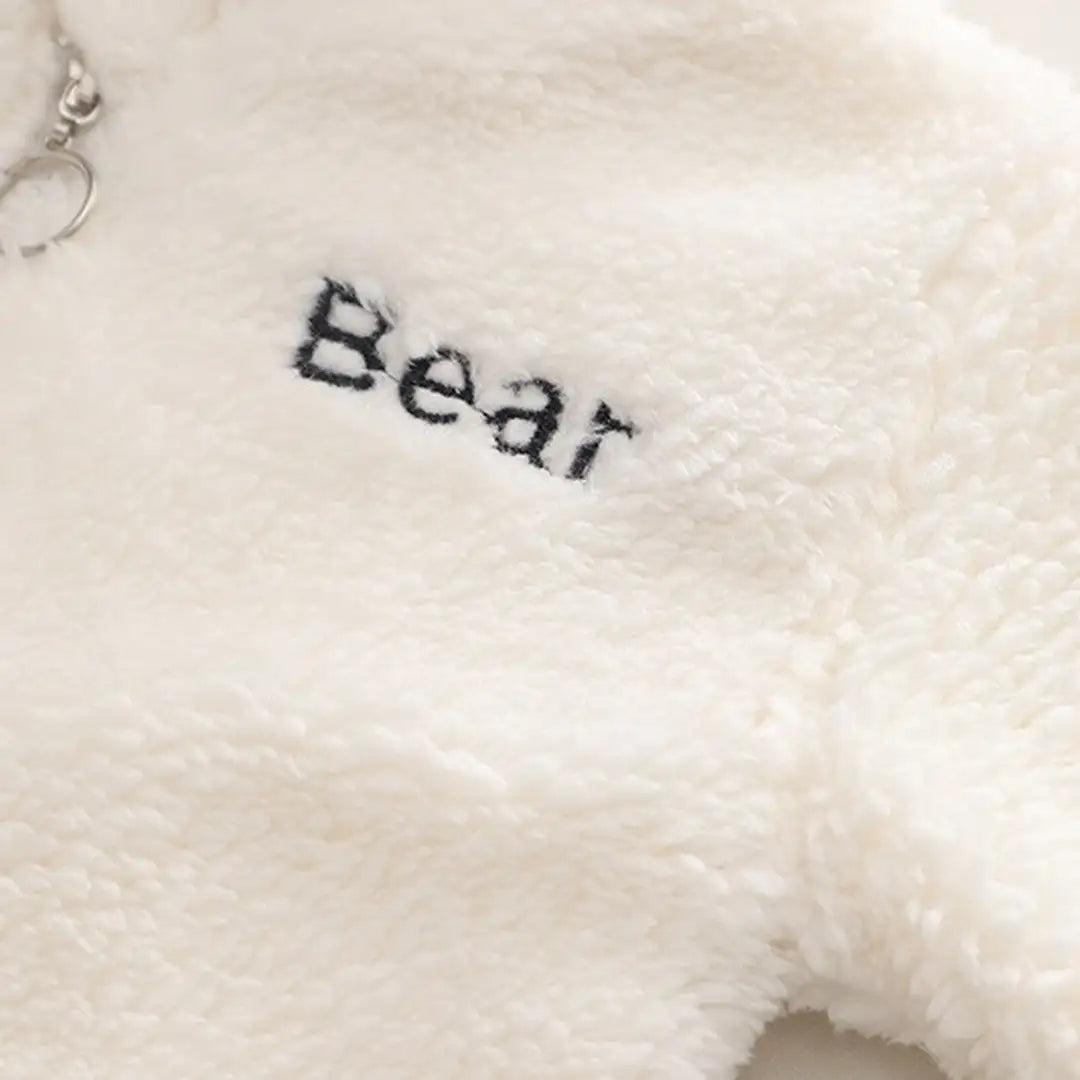 Warm Comfy White Hooded Zipper Jacket With Black Denim Set - Minitaq baby kids clothes dress