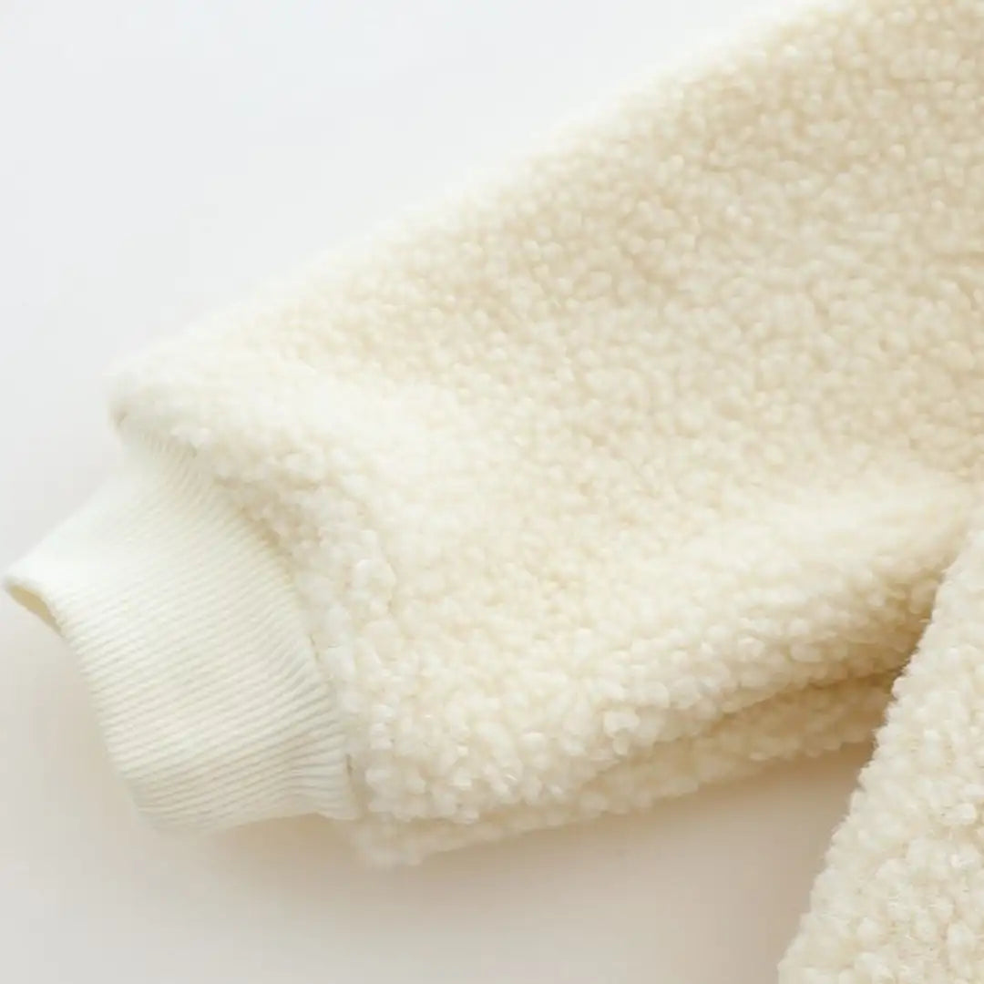 Cream Hooded Jacket with Rabbit Patch N Brown Ruffle Pants Set - Minitaq baby kids clothes dress