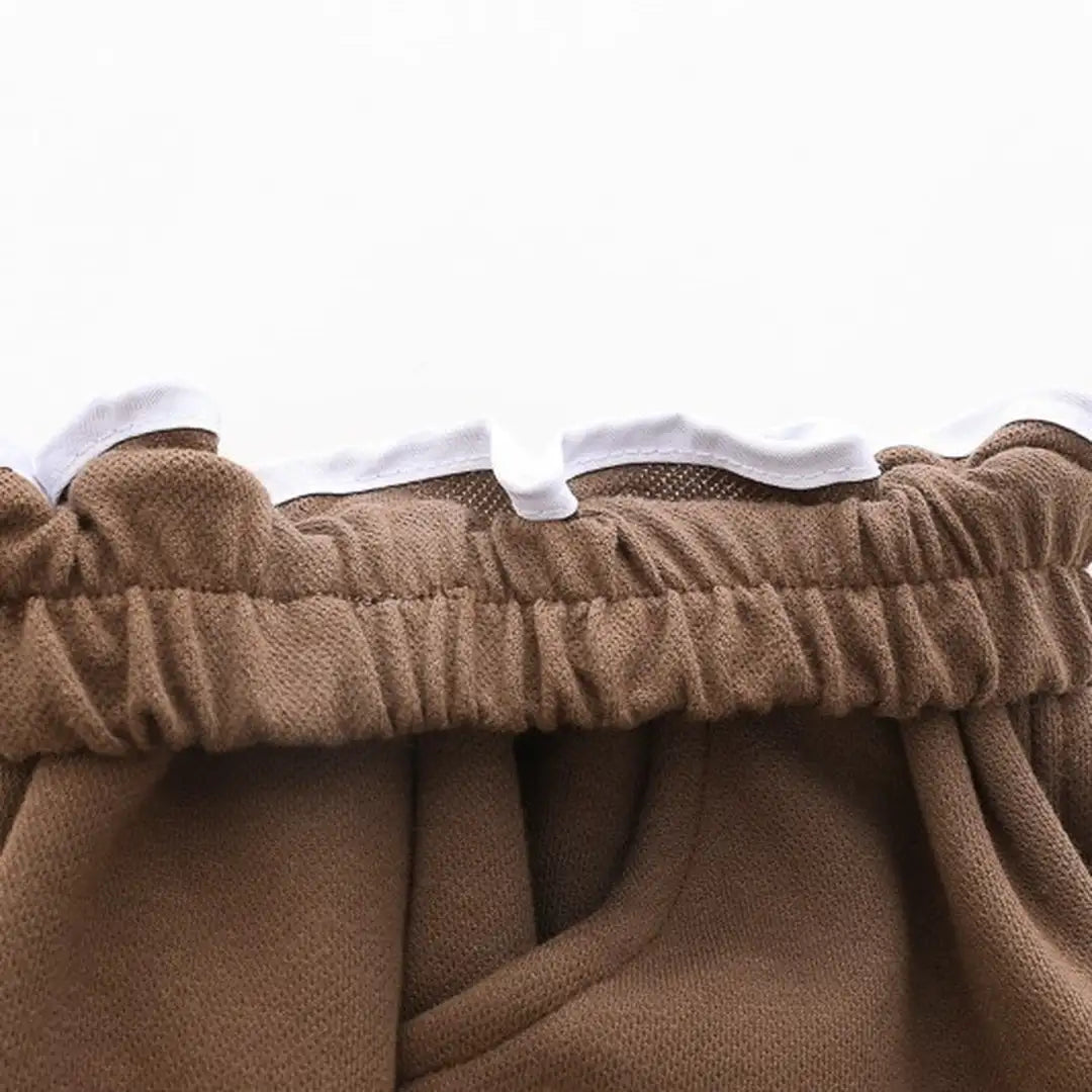 Cream Hooded Jacket with Rabbit Patch N Brown Ruffle Pants Set - Minitaq baby kids clothes dress