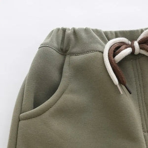 Brown Panda Hooded Jacket N Khaki Drawstring Pants - Minitaq baby kids clothes dress