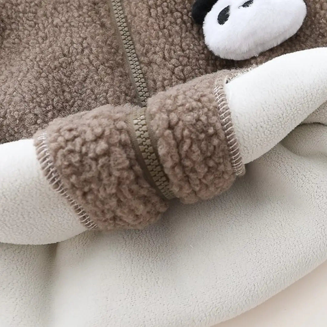 Brown Panda Hooded Jacket N Khaki Drawstring Pants - Minitaq baby kids clothes dress