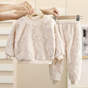 Fuzzy Fluffy Bunny Creamy White 2pc Winter Sweater Set - Minitaq baby kids clothes dress