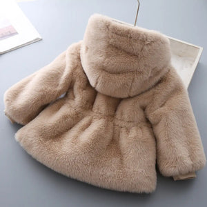 Modern Faux Fur Brown Hooded Coat - Minitaq baby kids clothes dress