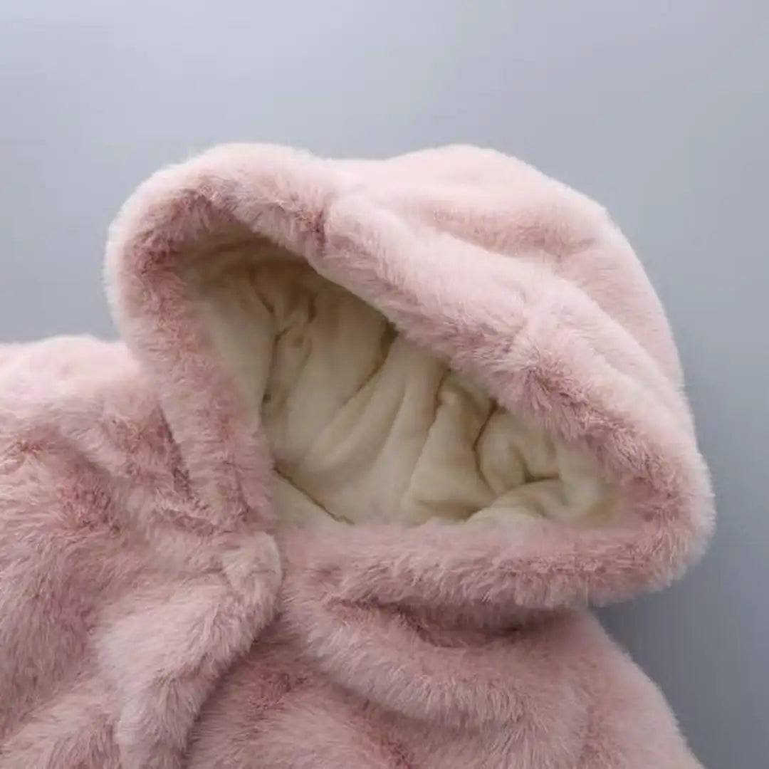 Modern Faux Fur Pink Hooded Coat - Minitaq baby kids clothes dress