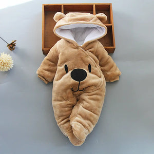 Light Brown Cartoon Bear Hooded Romper 1 - Minitaq baby kids clothes dress