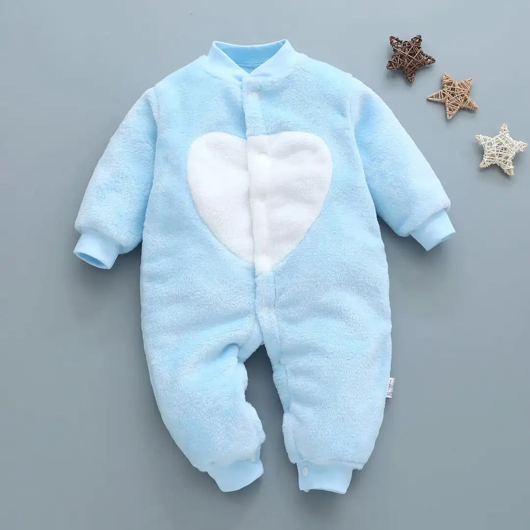 Soft Sky Blue N White Heart Baby Romper 1 - Minitaq baby kids clothes dress