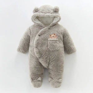 Bear in the Pocket Design Gray Baby Romper 1 - Minitaq baby kids clothes dress