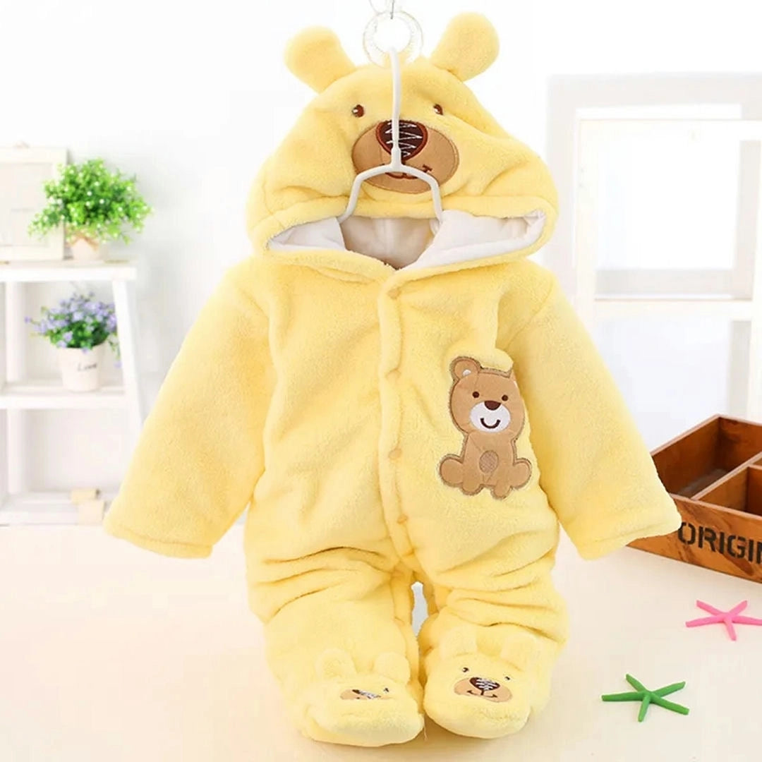 Yellow Bear Winter Hooded Romper 1 - Minitaq baby kids clothes dress