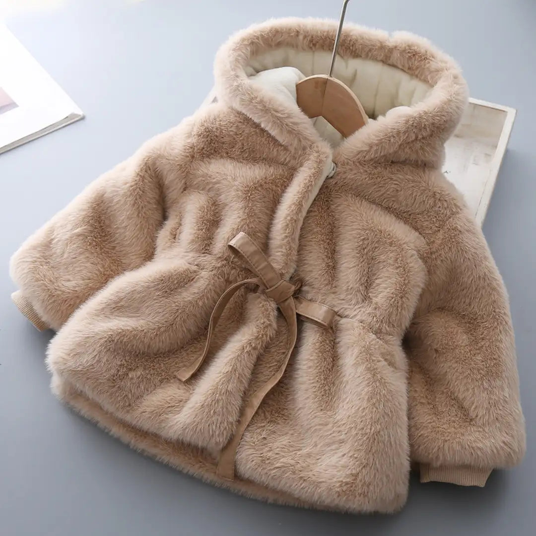 Modern Faux Fur Brown Hooded Coat - Minitaq baby kids clothes dress