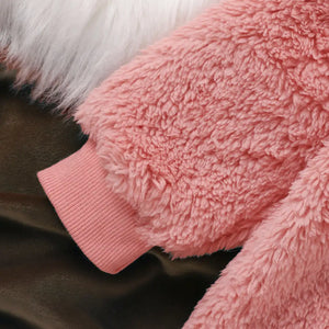 Fuzzy Pink N White Pom Pom Fleece Hoodie 2pcs Set - Minitaq baby kids clothes dress