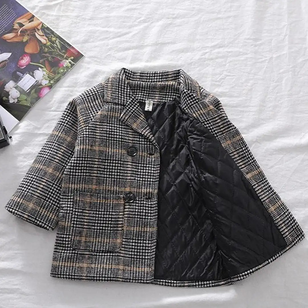 Classic Plaid Wool Blend Jacket Coat - Minitaq baby kids clothes dress
