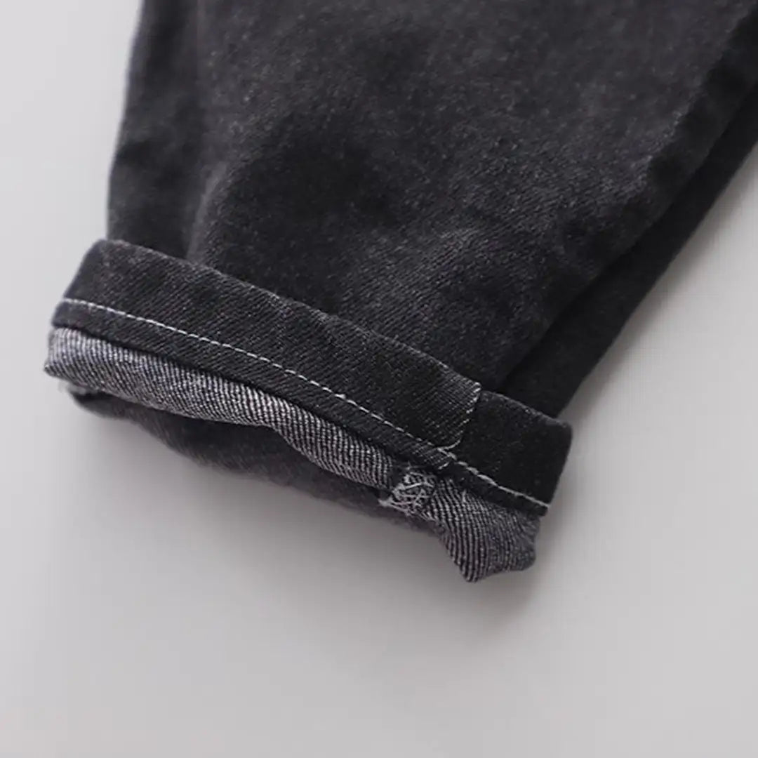 Warm Comfy Blue Hooded Zipper Jacket With Black Jeans Set - Minitaq baby kids clothes dress