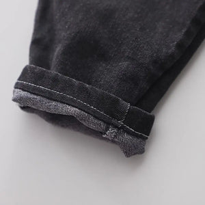 Warm Comfy Blue Hooded Zipper Jacket With Black Jeans Set - Minitaq baby kids clothes dress