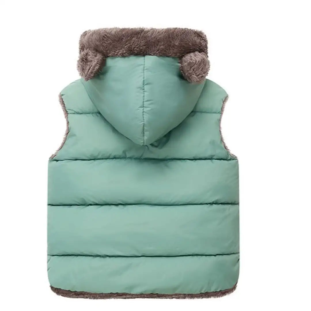 Hooded Puffer Mint Green Vest With Bear Ears - Minitaq baby kids clothes dress