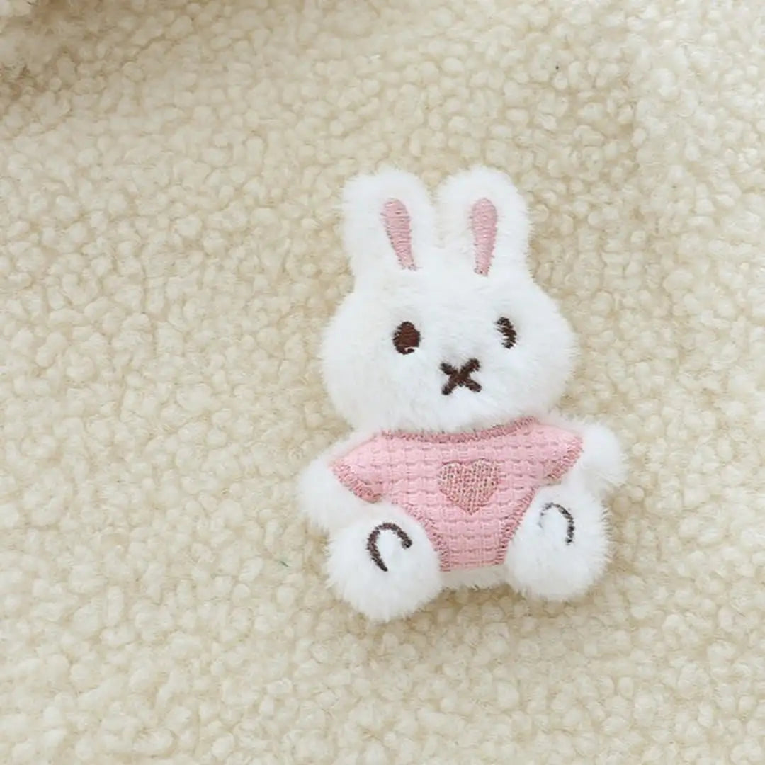 Cream Hooded Jacket with Rabbit Patch N Brown Ruffle Pants Set - Minitaq baby kids clothes dress