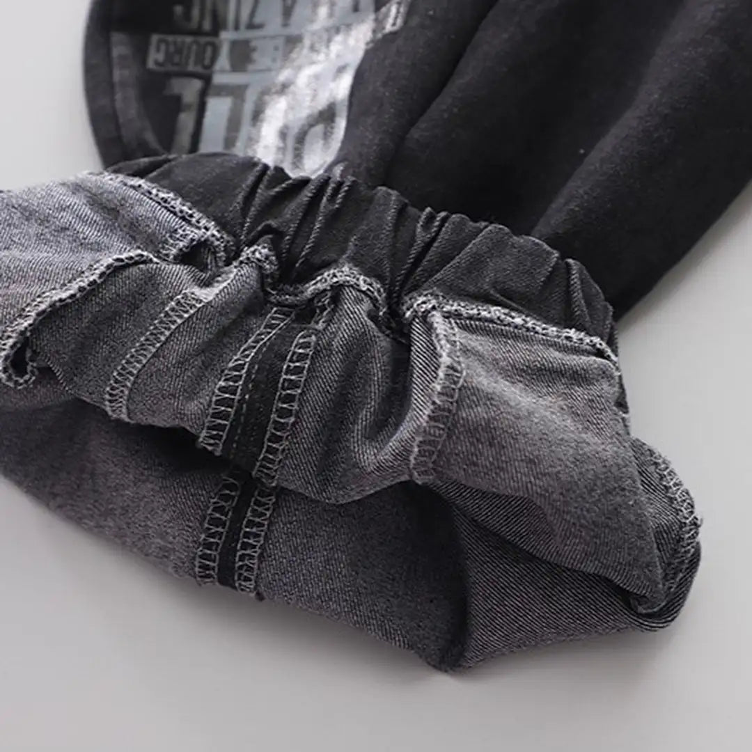 Warm Comfy Blue Hooded Zipper Jacket With Black Jeans Set - Minitaq baby kids clothes dress