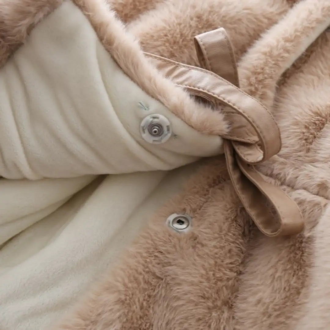 Modern Faux Fur Brown Hooded Coat - Minitaq baby kids clothes dress