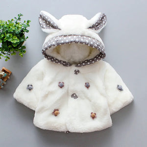 Charming White Hooded Baby Girl Winter Coat 1 - Minitaq baby kids clothes dress