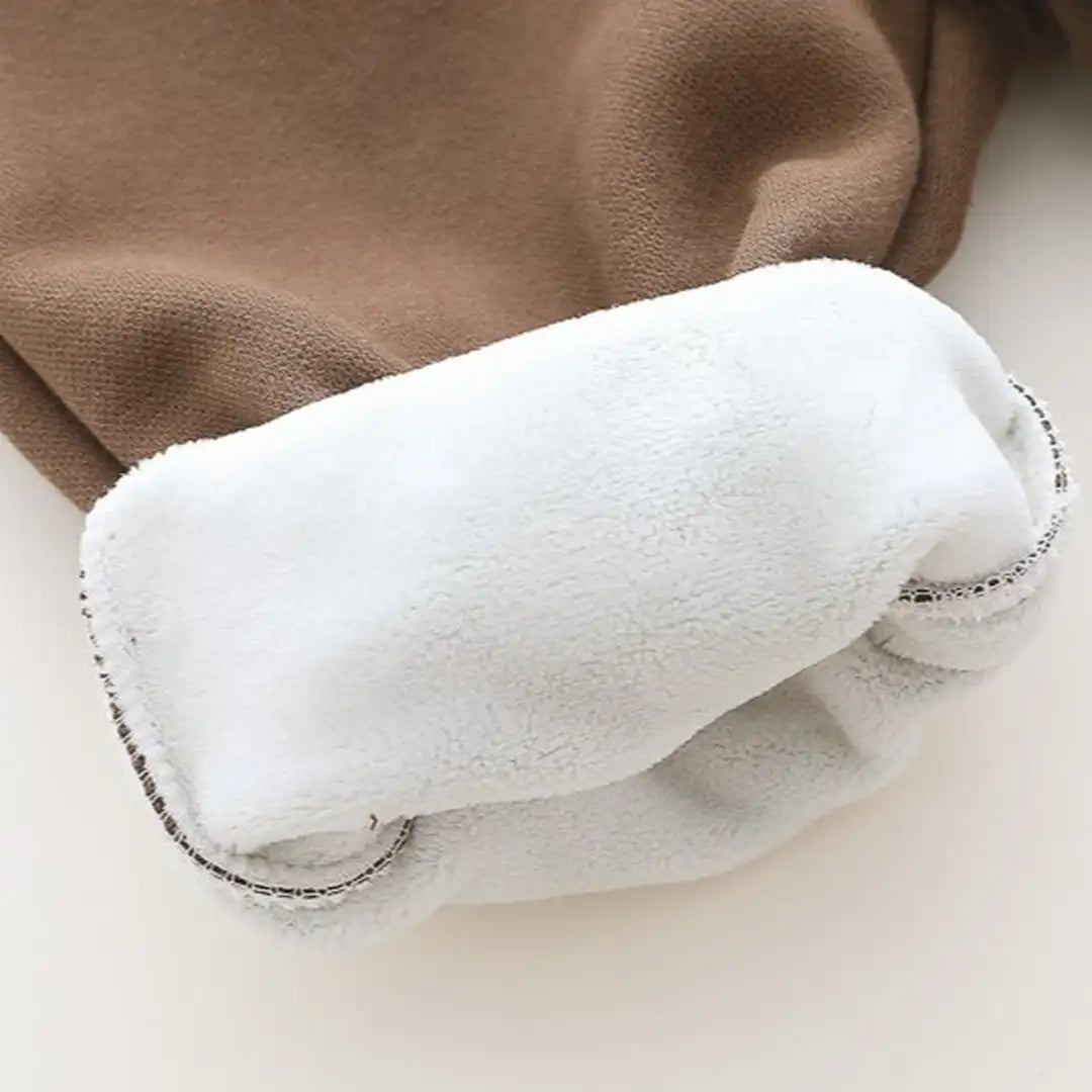 Cream Hooded Jacket with Rabbit Patch N Brown Ruffle Pants Set - Minitaq baby kids clothes dress