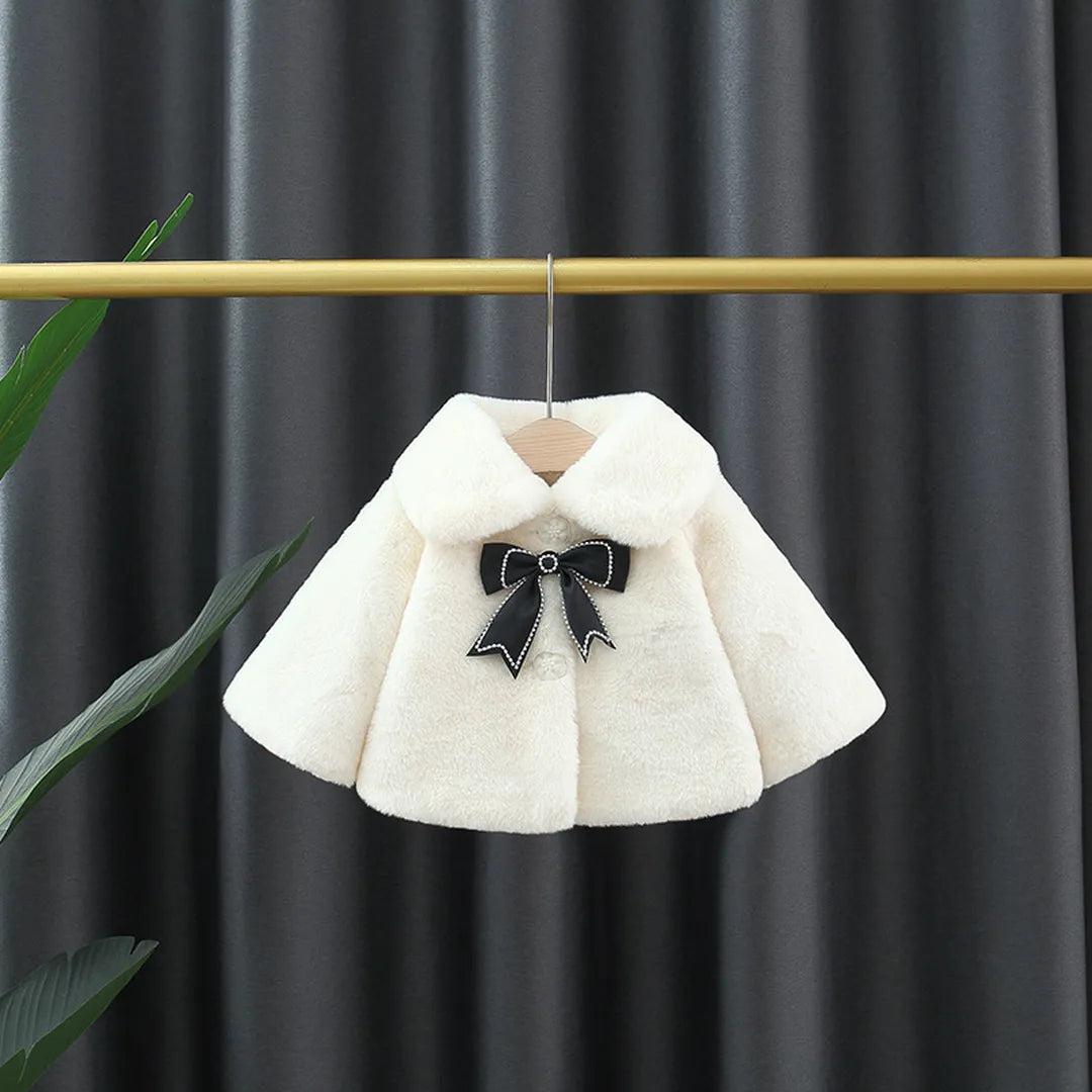 Cute Off White Winter Baby Plush Cape Coat 1 - Minitaq baby kids clothes dress