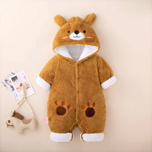 Stylish Bear Paws Embroidered Brown Romper 1 - Minitaq baby kids clothes dress