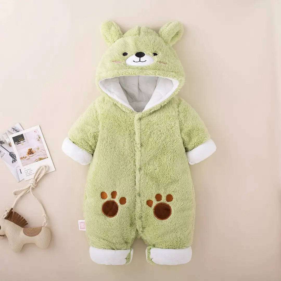 Stylish Bear Paws Embroidered Green Romper 1 - Minitaq baby kids clothes dress