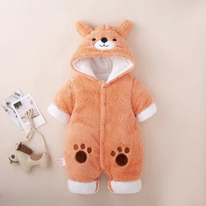 Stylish Bear Paws Embroidered Light Orange Romper 1 - Minitaq baby kids clothes dress