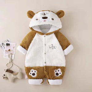 Soft White N Brown Bear Paws Stylish Romper 1 - Minitaq baby kids clothes dress