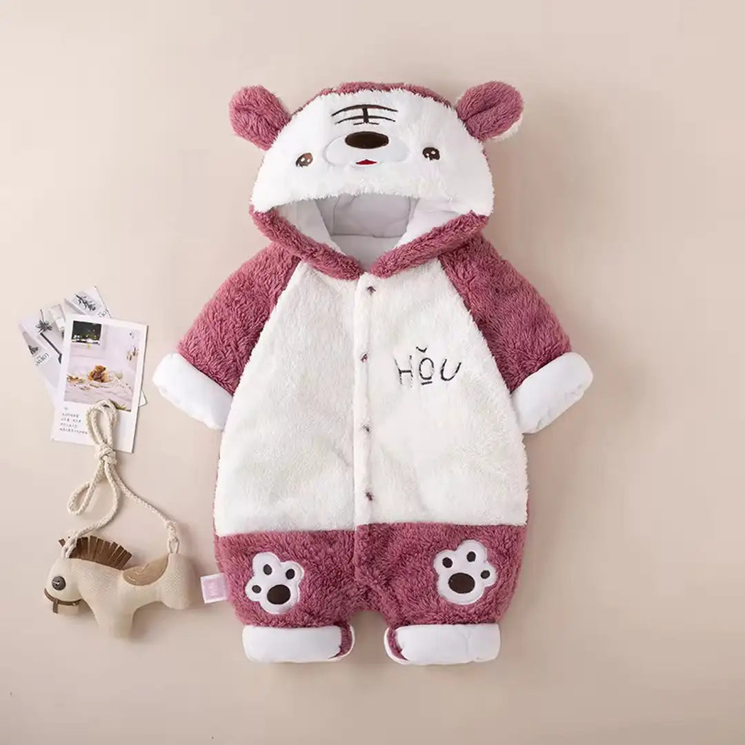 Soft White N Light Plum Bear Paws Stylish Romper 1 - Minitaq baby kids clothes dress