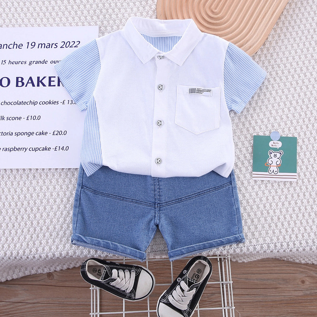 Classic White Shirt with Blue Denim Shorts - Minitaq baby kids clothes dress 