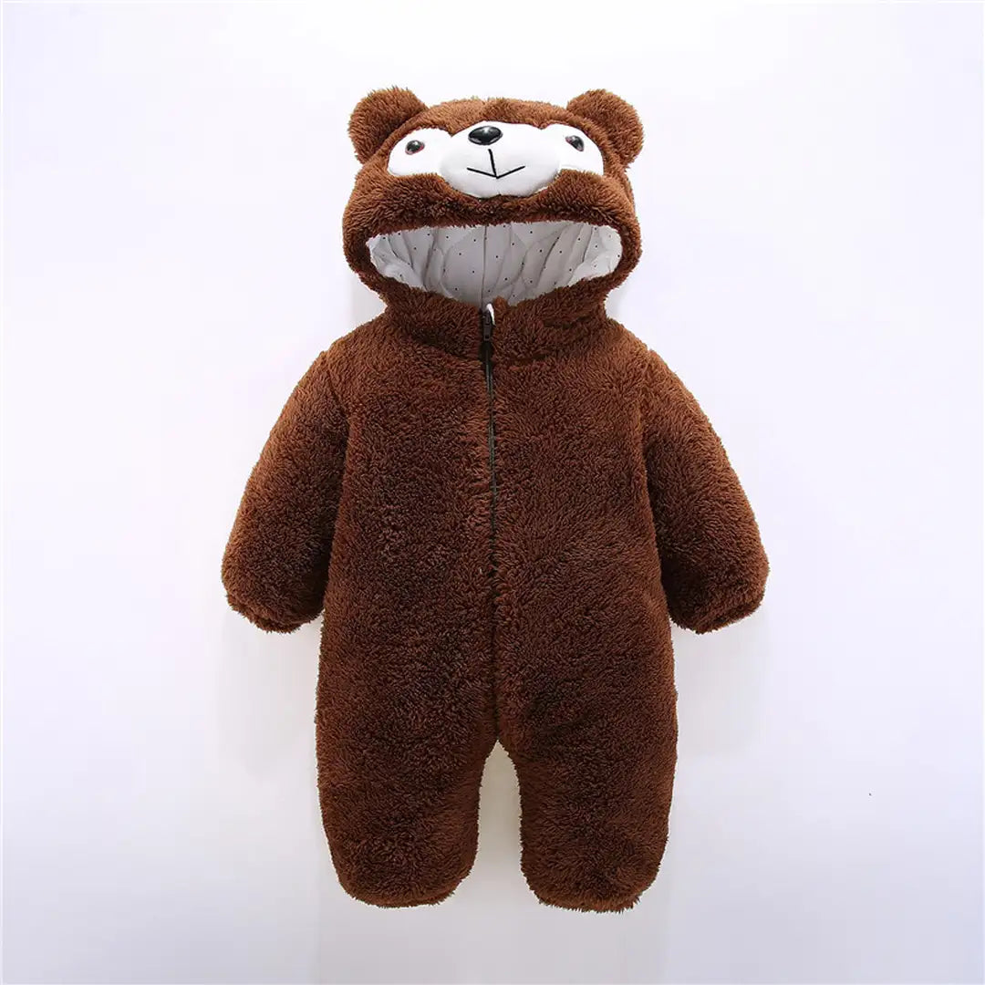 Chocolate Brown Bear Cartoon Baby Romper 1 - Minitaq baby kids clothes dress