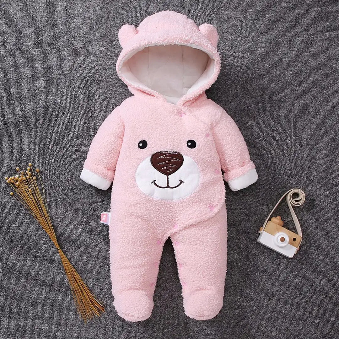 Pink Cute Teddy Bear Design Baby Romper 1 - Minitaq baby kids clothes dress