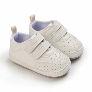 White Leather Baby Shoes With Velcro Straps 1 - Minitaq baby kids clothes dress