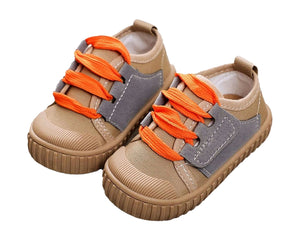 Brown Casual Style Kids Shoes with Orange Laces 2 - Minitaq baby kids clothes dress