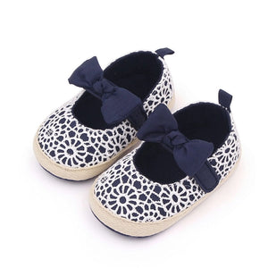 Soft Fancy Navy Blue Baby Shoes With Bow 1 - Minitaq baby kids clothes dress