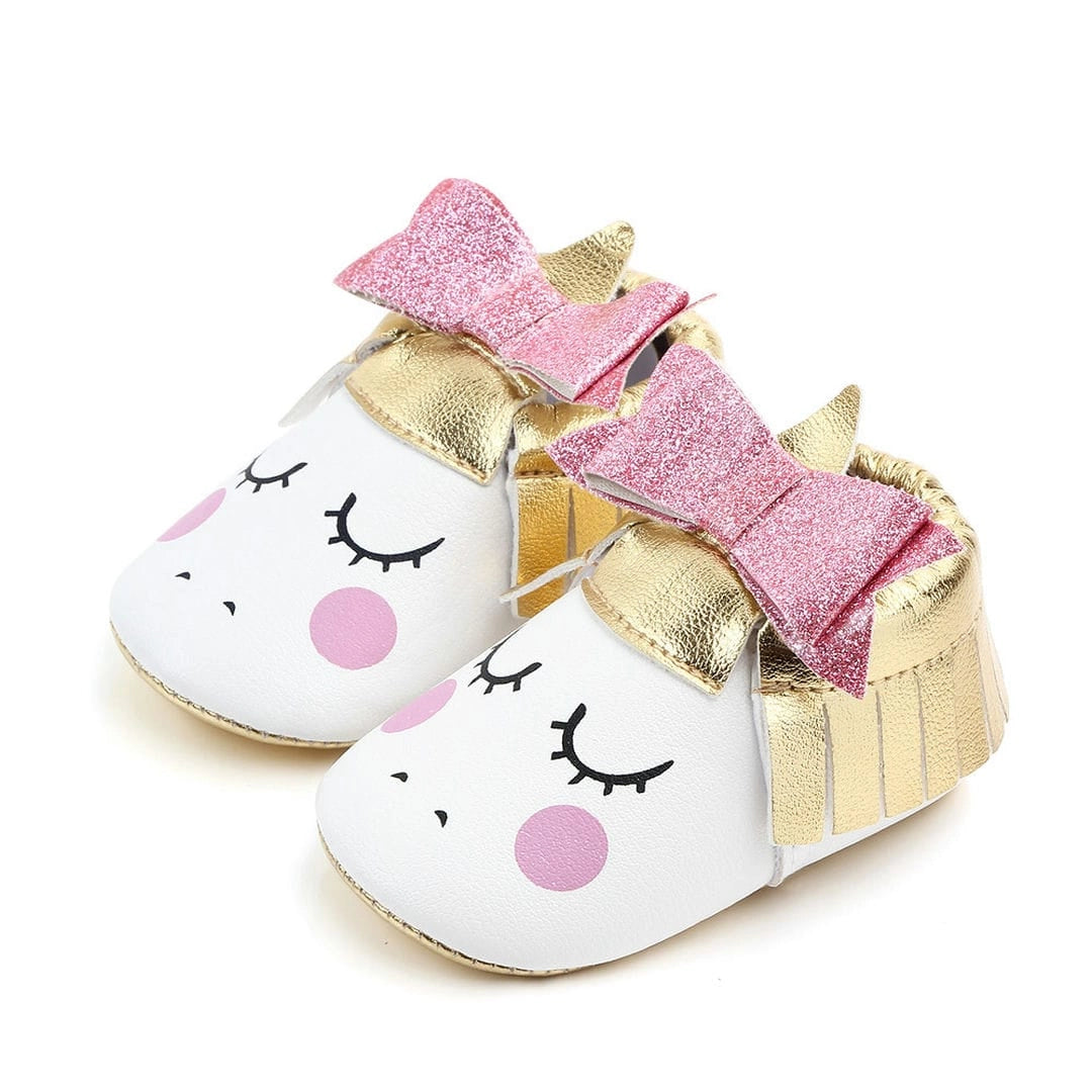 Cute Unicorn Style White and Gold Baby Girl Shoes 1 - Minitaq baby kids clothes dress