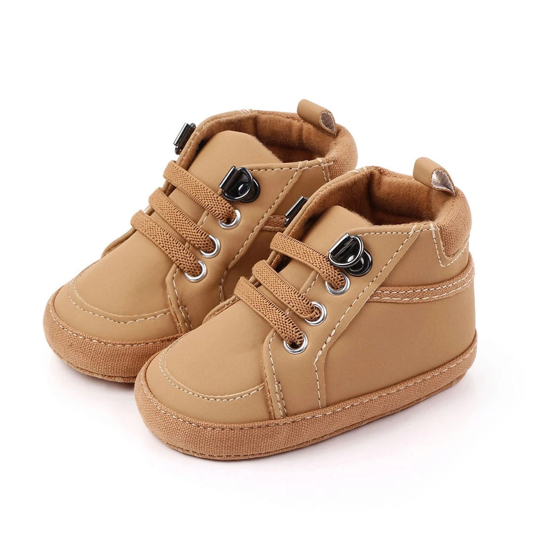 Trendy Brown High Ankle Lace-Up Baby Shoes 1 - Minitaq baby kids clothes dress