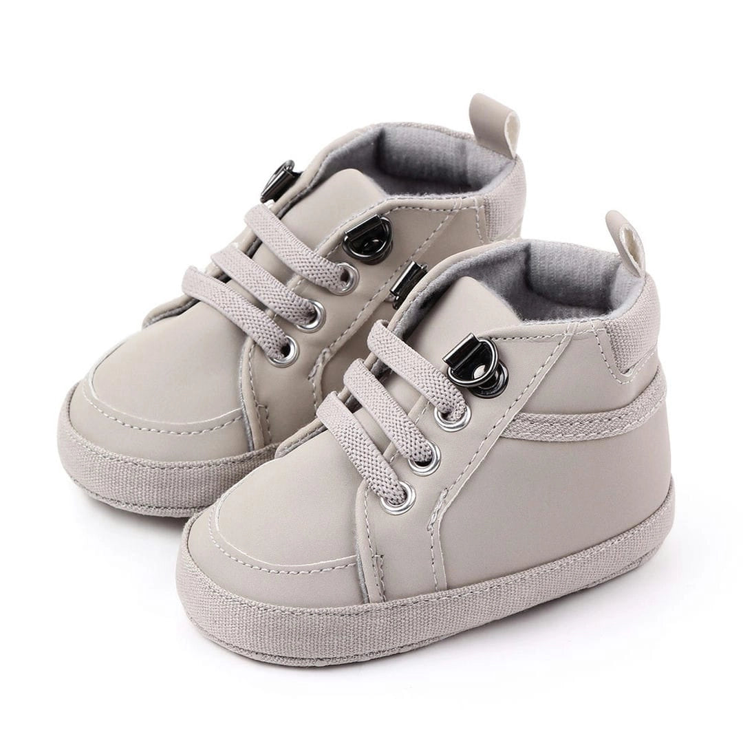 Trendy Light Grey High Ankle Lace-Up Baby Shoes 1 - Minitaq baby kids clothes dress