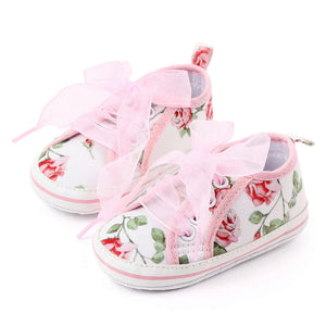 Rose Pattern Baby Girl Shoes with Ribbon Lace 1 - Minitaq baby kids clothes dress