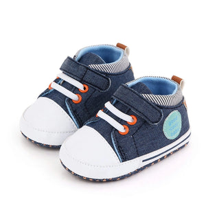 Stylish Blue and White Baby Shoes with Lace and Valcro Strap 1 - Minitaq baby kids clothes dress