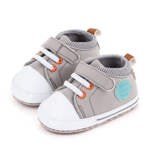 Stylish Grey and White Baby Shoes with Lace and Valcro Strap 1 - Minitaq baby kids clothes dress