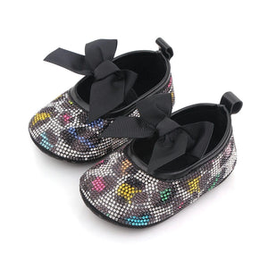 Fancy Black Baby Girl Shoes with Colorful Print 1 - Minitaq baby kids clothes dress