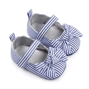 Blue Striped Bow Knot Baby Girl Shoes 1 - Minitaq baby kids clothes dress